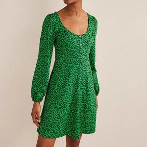Boden Green Button Front Jersey Mini Dress NWT